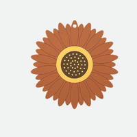 Yellow and Brown Silicone Sunflowers Shape Table Coaster