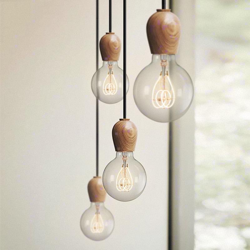 Tapered Wood Pendant Light Socket
