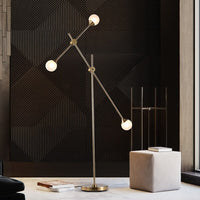 Three Bulb Dynamic Floor Lamp in Brass-Letifly Lights and Decor