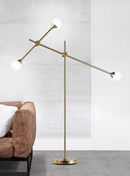 Three Bulb Dynamic Floor Lamp in Brass-Letifly Lights and Decor