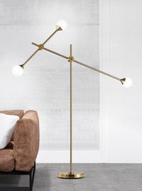 Three Bulb Dynamic Floor Lamp in Brass-Letifly Lights and Decor