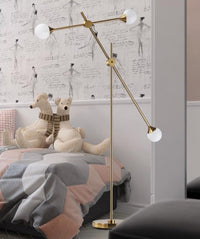 Three Bulb Dynamic Floor Lamp in Brass-Letifly Lights and Decor