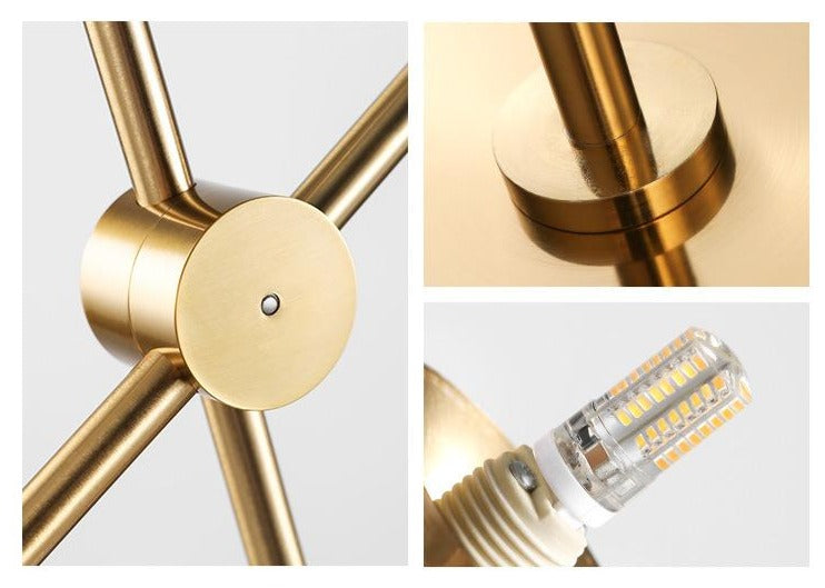 Three Bulb Dynamic Floor Lamp in Brass-Letifly Lights and Decor