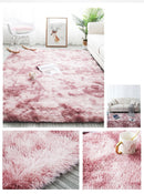 circular polyester tie-dye faux fur rug