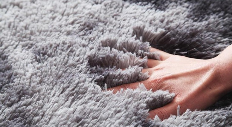 circular polyester tie-dye faux fur rug