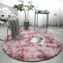 circular polyester tie-dye faux fur rug
