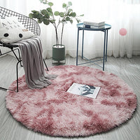 circular polyester tie-dye faux fur rug