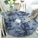 circular polyester tie-dye faux fur rug