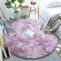 circular polyester tie-dye faux fur rug