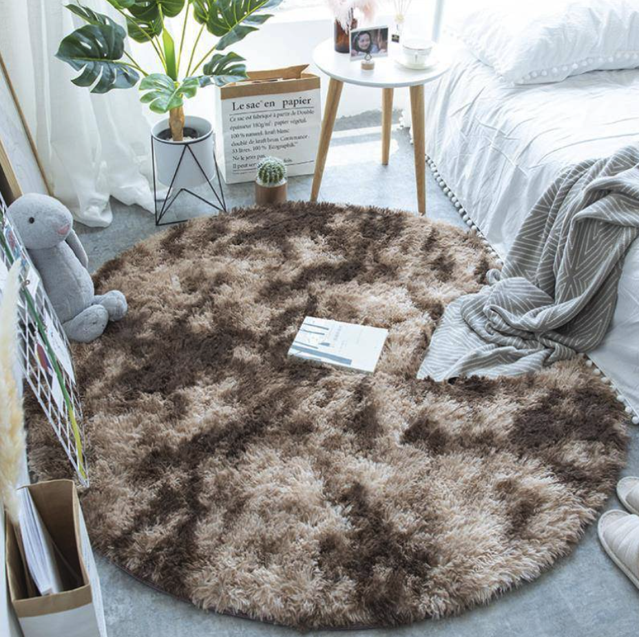 Tie Dye Rainbow Faux Fur Rug-Letifly Lights and Decor