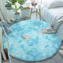 circular polyester tie-dye faux fur rug