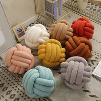 Round Khaki Yellow White Brown Gray Blue Red Pink Knot Cushion