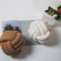 Round White Brown Knot Cushion