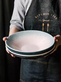 Gradient Stoneware Porcelain Organic Japanese Ceramic Dinnerware for Salad and Soup Bowl