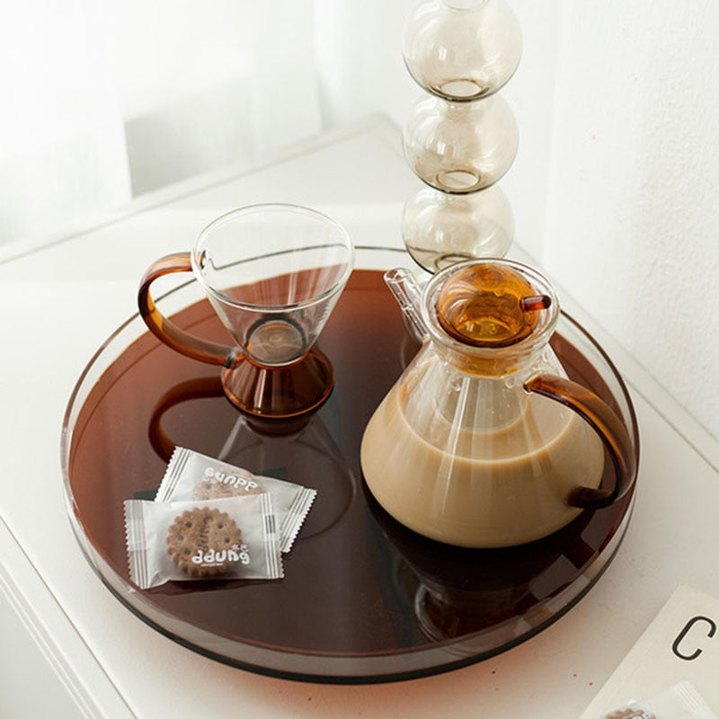 round acylic brown tray