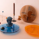 round acylic yellow blue brown tray