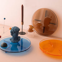 round acylic yellow blue brown tray