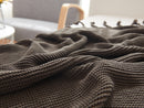 rectangle plaid knitted blanket with tassel