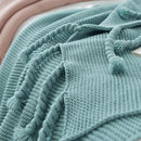 rectangle plaid knitted blanket with tassel