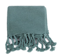 rectangle plaid knitted blanket with tassel