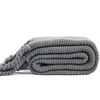 rectangle plaid knitted blanket with tassel