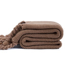 rectangle plaid knitted blanket with tassel