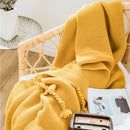 rectangle plaid knitted blanket with tassel