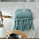 rectangle plaid knitted blanket with tassel