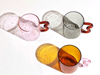 Colored Glass mugs with wavy handle