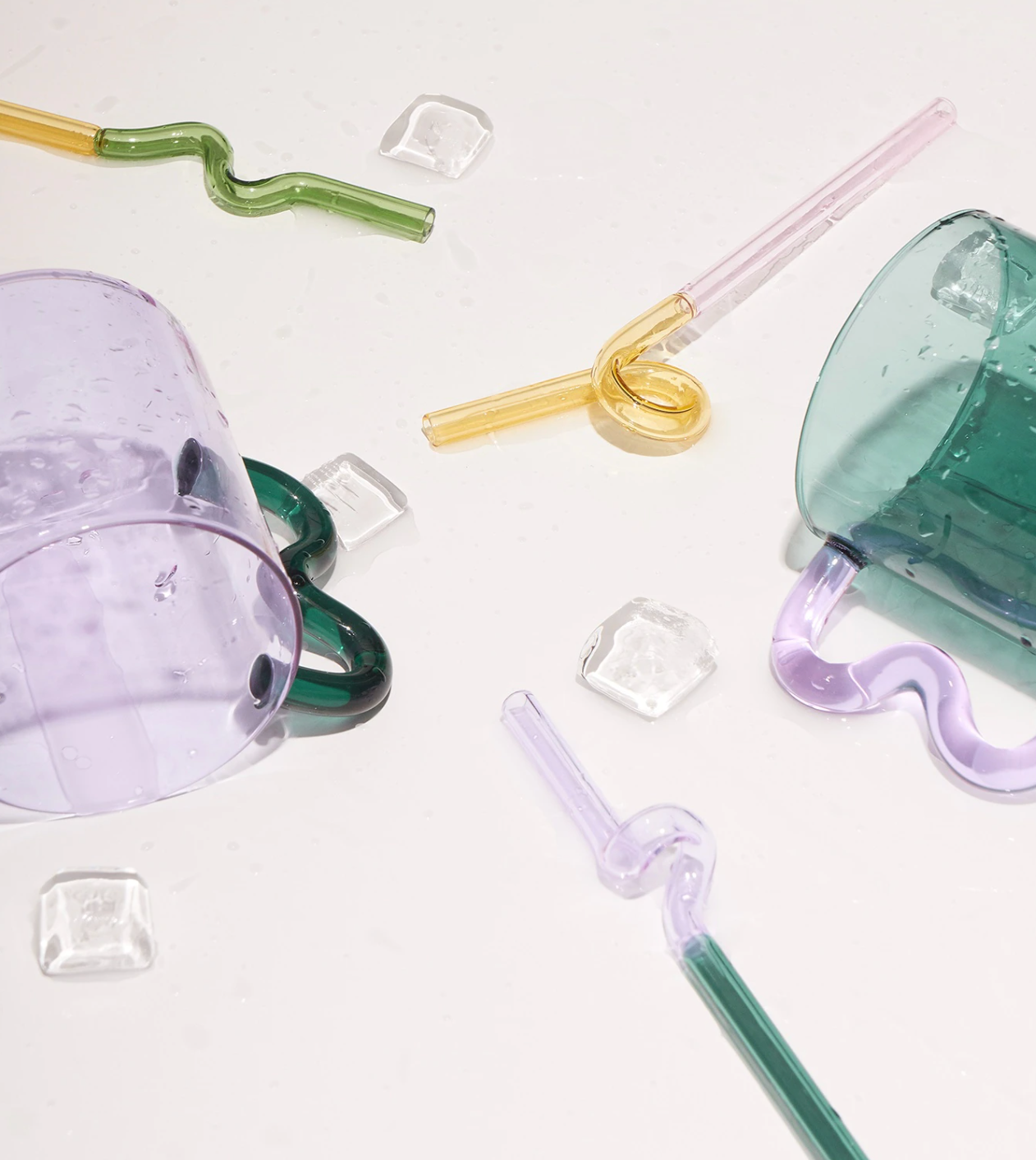 Wavy Handle Glass Mugs-Letifly Lights and Decor