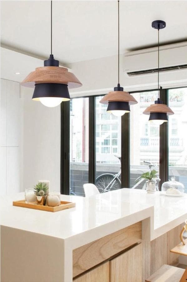 Wood and Metal Layered LED Pendant-Letifly Lights and Decor