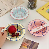Yogurt Grid Ceramic Bowls
